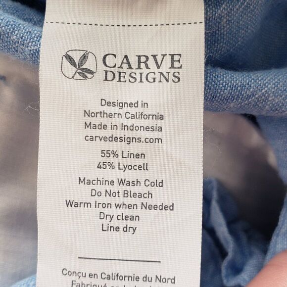 Carve Designs Journey Linen Blend Shorts Size 0 Chambray Blue Cuffed Coastal - Picture 8 of 8